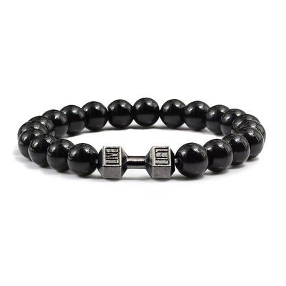 Stylish 14-Style Dumbbell Lava Stone Bead Bracelets for Men and Women - Trendy Couples Jewelry and Accessories