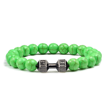 Stylish 14-Style Dumbbell Lava Stone Bead Bracelets for Men and Women - Trendy Couples Jewelry and Accessories