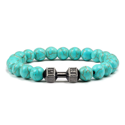 Stylish 14-Style Dumbbell Lava Stone Bead Bracelets for Men and Women - Trendy Couples Jewelry and Accessories