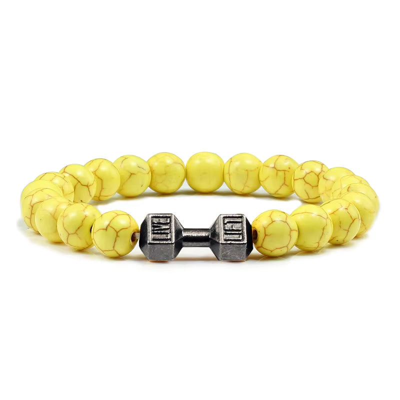 Stylish 14-Style Dumbbell Lava Stone Bead Bracelets for Men and Women - Trendy Couples Jewelry and Accessories